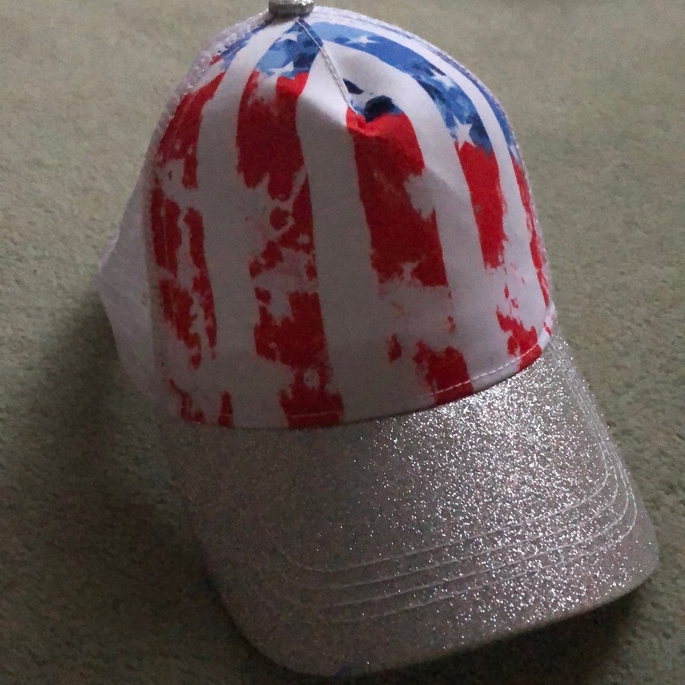 American flag glittery baseball hat.